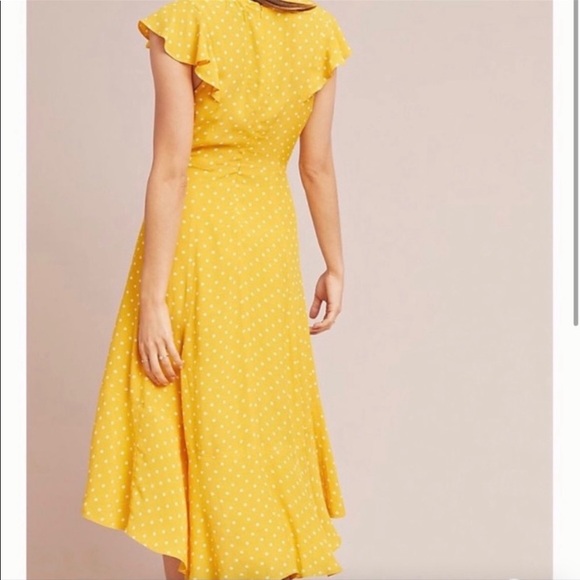 Anthropologie Yellow Polka Dot Midi Dress - Picture 2 of 2